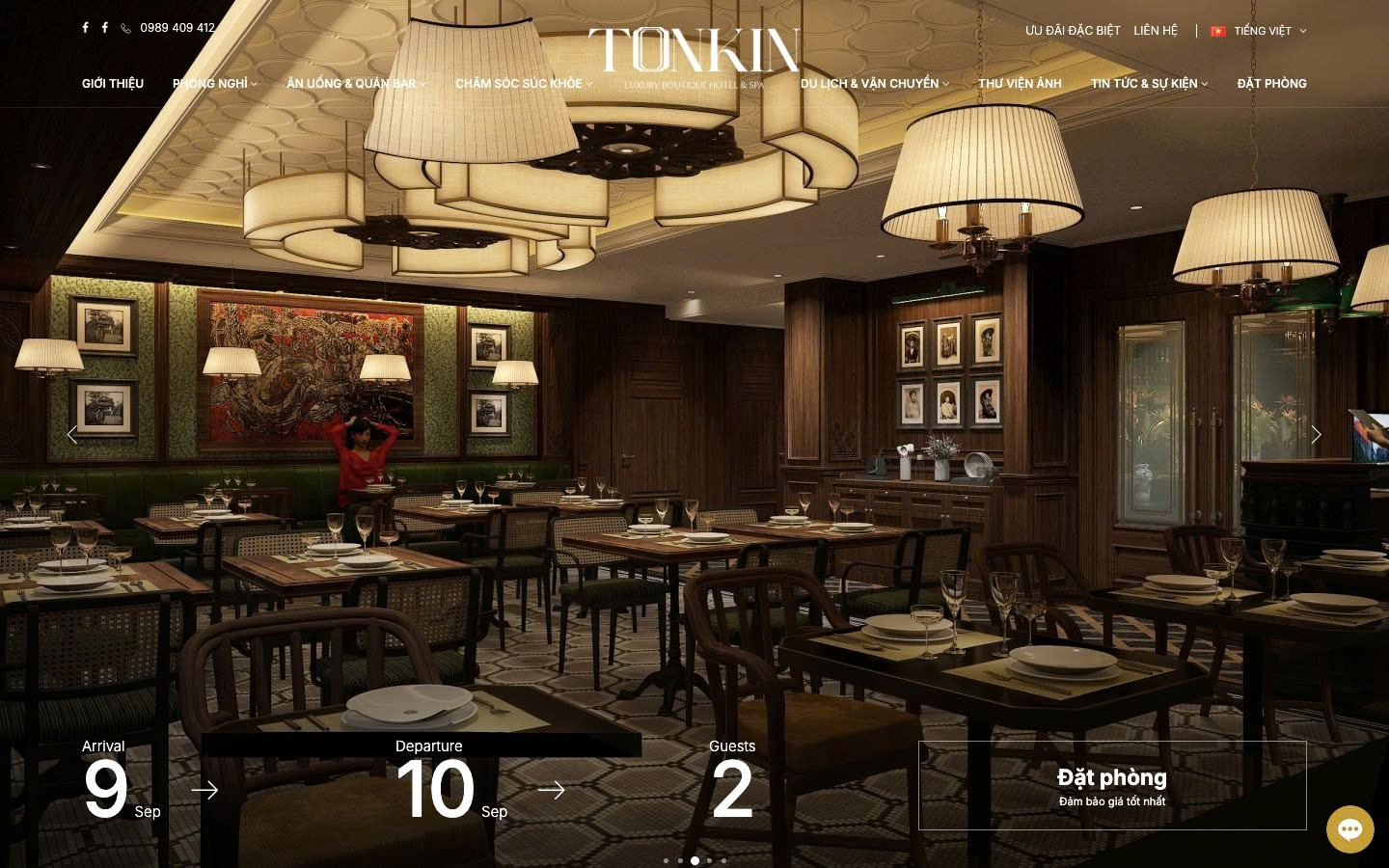 Đặt phòng tại kênh đặt phòng trên website của khách sạn